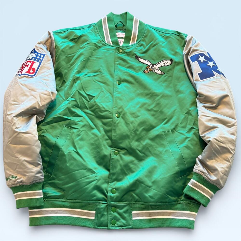 Philadelphia Eagles Jacket Mens Large Kelly Green NFL Football Mitchell & Ness